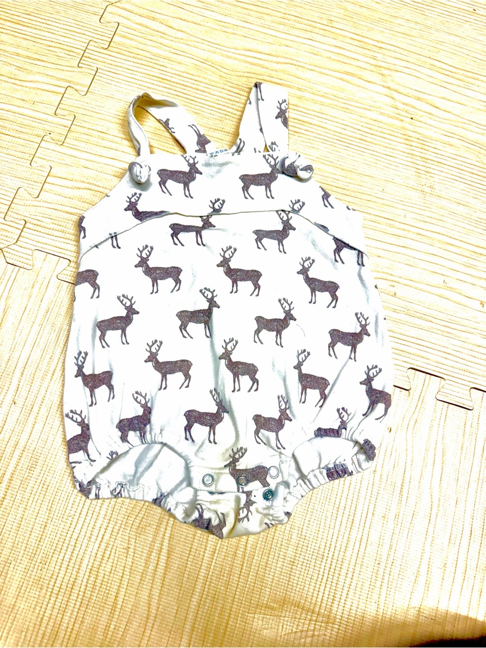Kate Quinn Holiday Reindeer Button Tab Bubble Romper 12-18 months